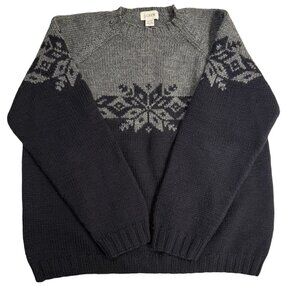 J. Crew Vintage Hand Knit Wool Snowflake Fair Isle Sweater